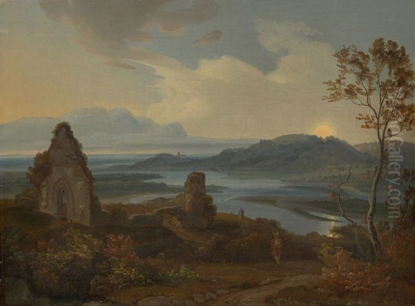 Flusslandschaft mit Kirchenruine - view 1