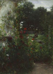 Wiese vor Leibls Atelier in Aibling by Johann Sperl