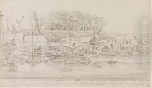 Vue des ateliers de construction au fond du port de Brest by Louis-Francois Cassas
