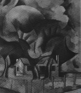 Paysage colore vers 1925 by Vladimir Baranov-Rossine