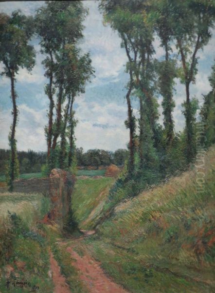 Landscape with Tall TreesorPoplar-Lined Lane, Osny - view 1