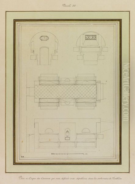 Plan et coupes des caveaux qui sont destines aux sepultures dans les souterrains du Pantheon - view 1
