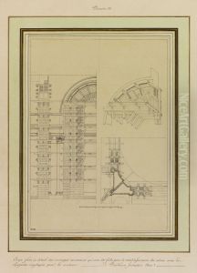 Coupe, plan et detail des ouvrages nouveaux qui ont ete faits pour le retablissement du dome avec les charpentes employees pour le soutenir by Pierre-Francois-Leonard Fontaine