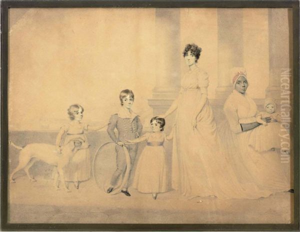 A Mother With Her Children On A Balcony - view 1