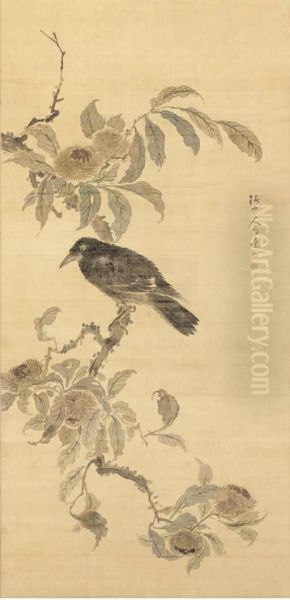 Raven On Chestnut Tree - view 1