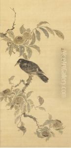Raven On Chestnut Tree by Tsubaki Chinzan
