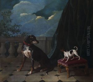Deux chiens sur une terrasse