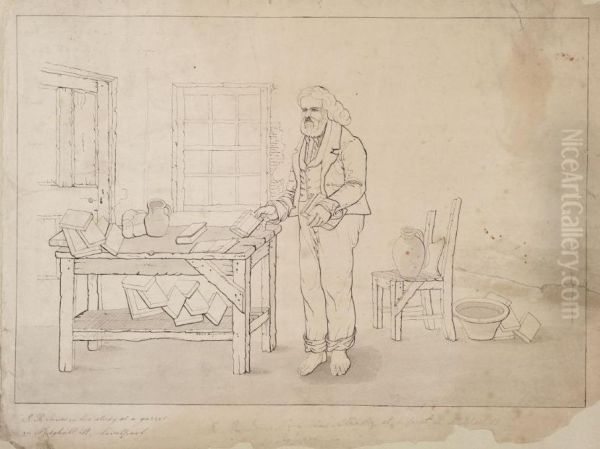 R.R. Jones in his study at a gazzet in Midghall St, Liverpool - view 1