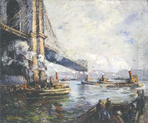 Bridge and Tugs by Jonas Lie