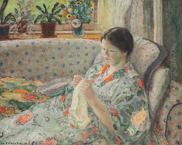 Girl Sewing (The Chinese Robe) - view 1