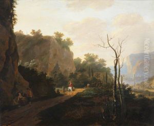 A Rocky Landscape with Figures, Sunset A Rocky Landscape with Figures, Sunset