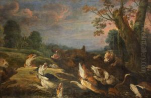 Dogs attacking a wild boar by Frans Snyders