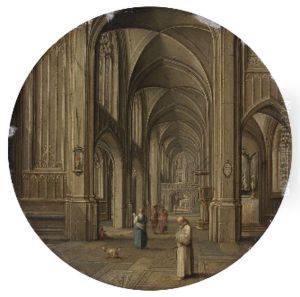 An Interior of a Church, with Figures by Hendrik van Steenwijk II