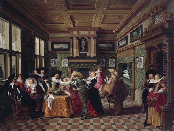 An Interior with Ladies and Cavaliers - view 1