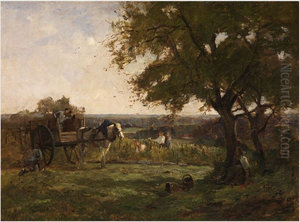 Mending the Wheel of a Farm Cart near a Tree Mending the Wheel of a Farm Cart near a Tree
