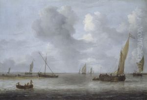 A River Scene with Shipping A River Scene with Shipping