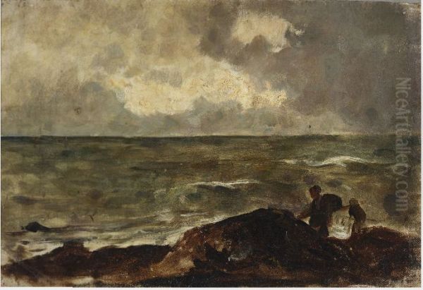 A Rocky Coast, with Kelp Gatherers - view 1