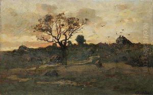 A French Landscape At Sunset by Antonin Chittussi