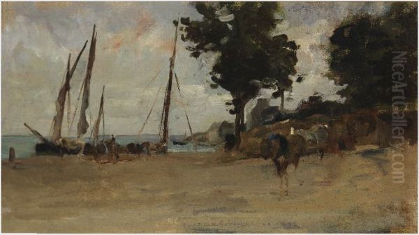 A Shore Scene, Furled Sails - view 1