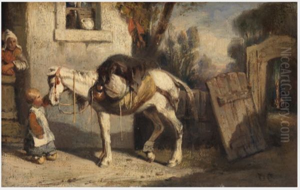 A Horse with Child Holding Reins - view 1