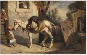 A Horse with Child Holding Reins A Horse with Child Holding Reins