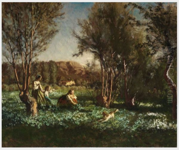 Children Playing in a Meadow - view 1