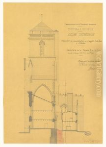 Elevation de la facade du clocher de la cathedrale de La Rochelle (1888)