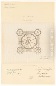 Plan des combles de la tour meridionale de la cathedrale de Reims (1852) by Jean-Jacques Arveuf-Fransquin
