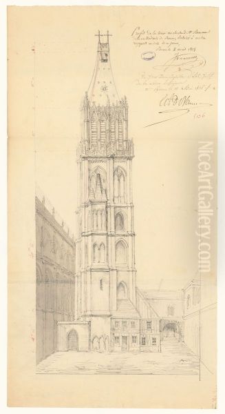 Profil de la tour Saint-Romain de la cathedrale de Rouen (1825) - view 1