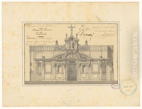Elevation des constructions qui cloturent le choeur de la cathedrale de Toulouse (1862) - view 1