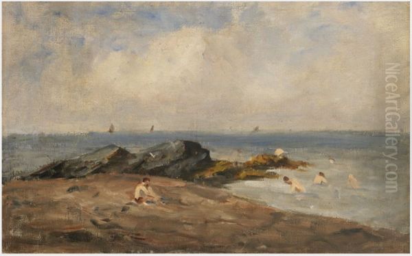 Bathers near Rocks - view 1
