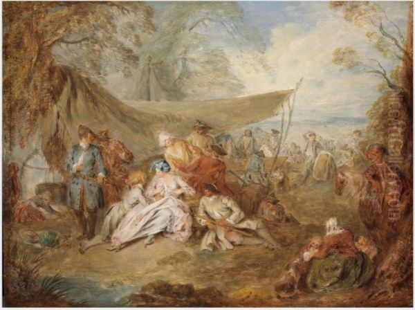 Figures Resting in a Military Encampment - view 1