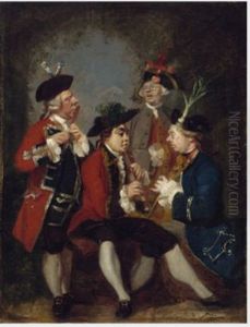 Caricature of Sir Thomas Kennedy, James Caulfield, Viscount Charlemont, the Hon. John Ward and Richard Phelps by Of Sir Joshua Reynolds