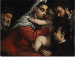 The Holy Family with Donors by Jacopo Bassano