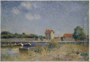 The Banks of the Canal du Loing at Saint-Mammes by Alfred Sisley