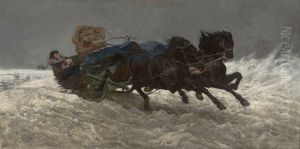 Return from a ball (Sleigh ride). by Jozef Chelmonski