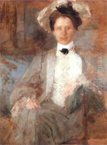 Portrait of a lady in a hat. by Olga Boznanska
