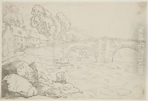 Newcastle Emlyn by Thomas Rowlandson