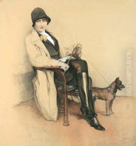 A Seated Lady With A Dog by Robert Chlosser