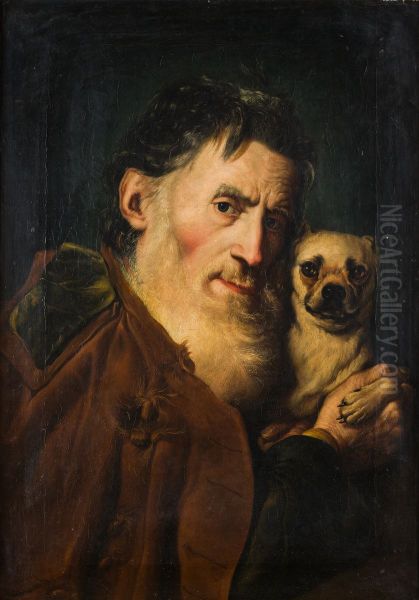 An Old Man with a Dog - view 1