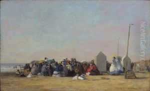 The Beach, Trouville by Eugene Louis Boudin
