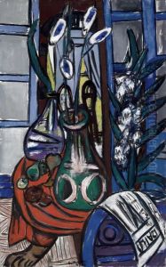Large Still Life Interior (Blue) by Max Beckmann
