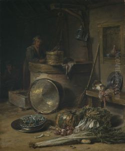 Peasant Interior with Woman at a Well by Willem Kalf