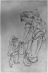 Mother and Children in Summer Night Mother and Children in Summer Night