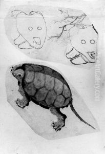 One of a Turtle, the Other of Two Unidentified Objects by Katsushika Hokusai