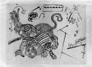Yorimasa Killing Nue by Katsushika Hokusai