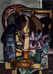 Still Life with Two Large Candles