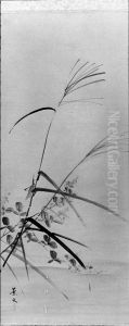 Bush Clover, Grass and Cricket by Keibun