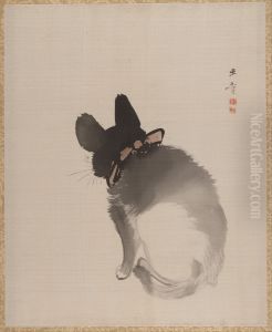Cat Seen from Behind by Kawabata Gyokusho