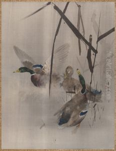 Ducks in the Rushes by Watanabe Shotei